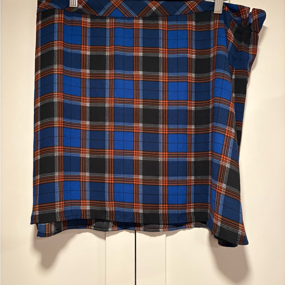 BP Asymmetrical Plaid Skirt in Blue and Black